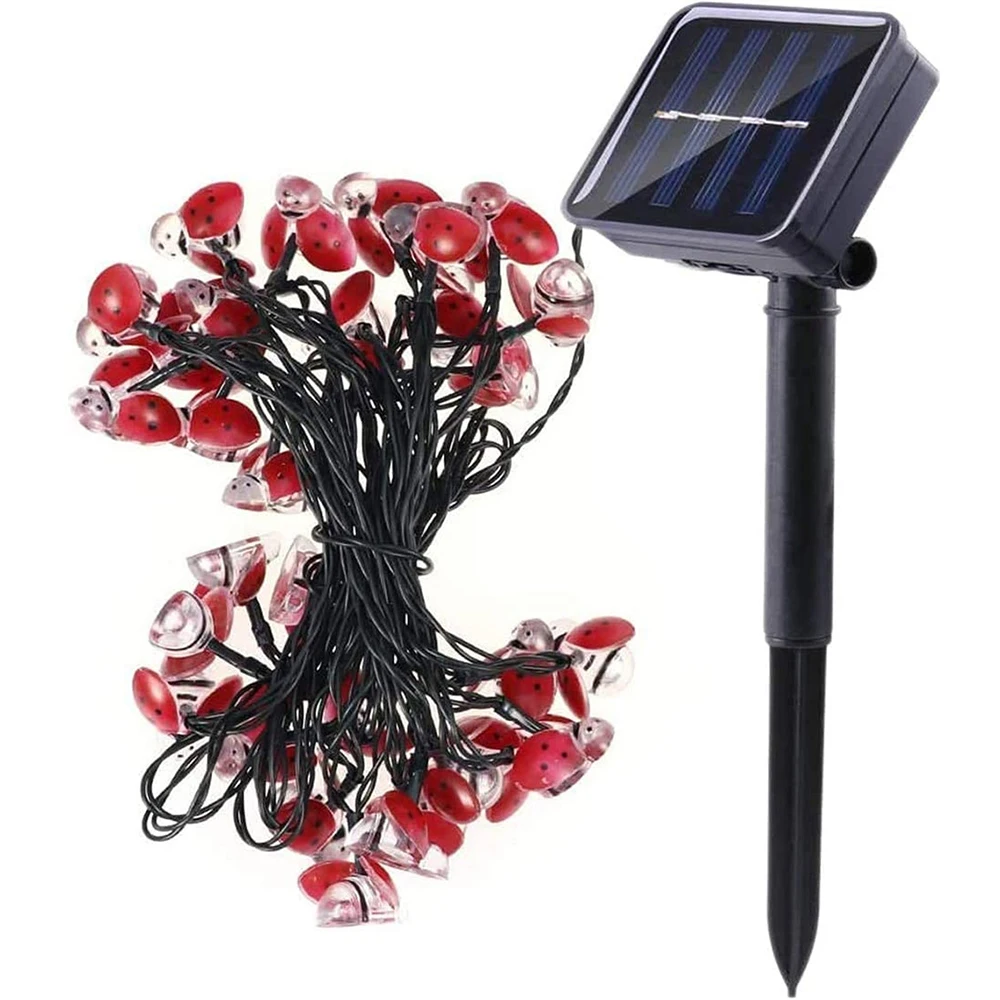 20leds 30leds LED Outdoor Solar Lamp Ladybug LED String Lights Holiday Christmas Party Wedding Garlands Garden Waterproof Lights