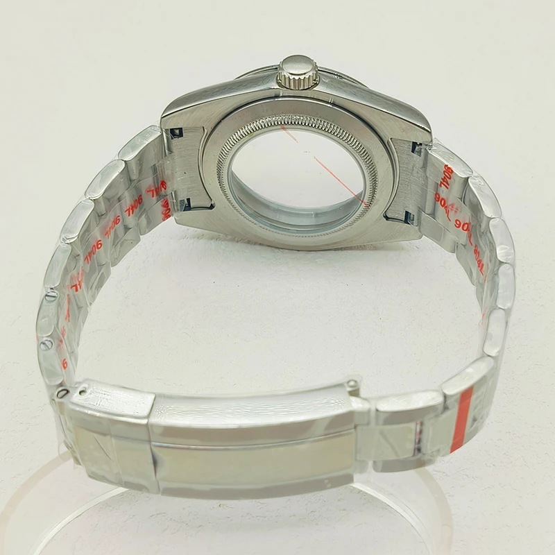 NH35 Case 36/39mm DJ Watch Case Sapphire Glass Transparent Back Cover With Steel Strap Fits NH35 NH36 4R 7S26 Movement Modified