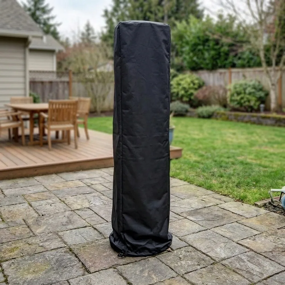 For Pyramid Type Vertical Heater Cover 87x21x24in for Outdoor Patio Use 210D Polyester Black Weather Resistant