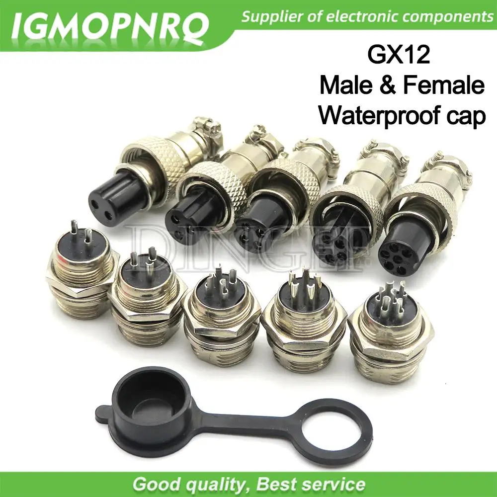 GX12 2P 3P 4P 5P 6P Male Female 12mm Circular Aviation Socket Plug Wire Panel Cable  Connector Plastic Cap Waterproof Cap