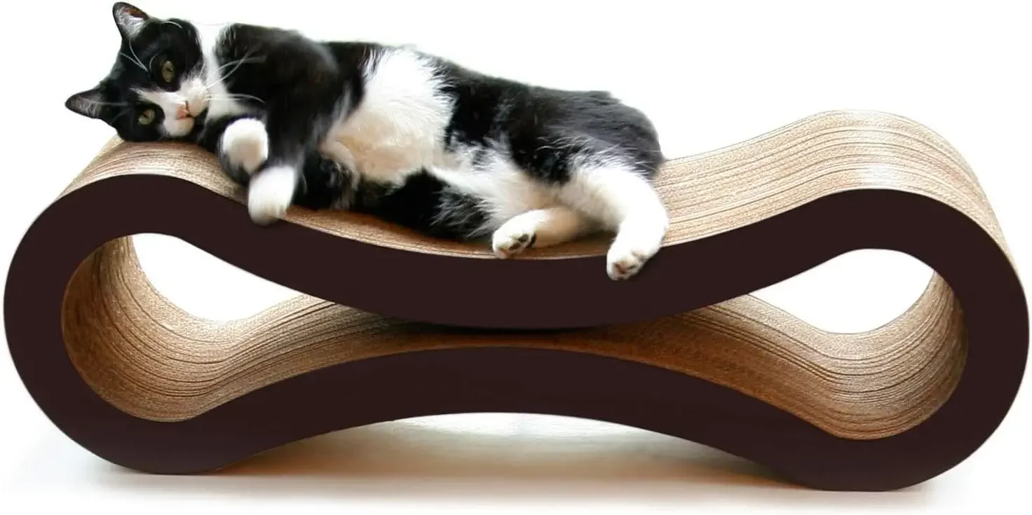 Ultimate Cat Scratcher Lounge, Reversible Infinity Style in Multiple Colors. Made from Recycled Corrugated Cardboard,