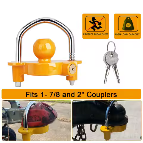 Heavy-Duty Hook Anti-Theft Trailer Lock, Universal Caravan Trailer Ball Coupler Lock, Durable Towing Security Accessory