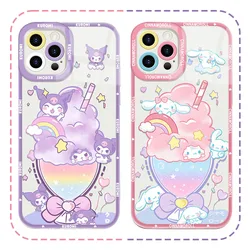 Sanrio Lovely Cinnamoroll Clear Case For iPhone 16 Pro Max 15 14 Plus 13 12 11 Pro XR XS X 8 7 SE 2020 Soft Silicone Back Cover