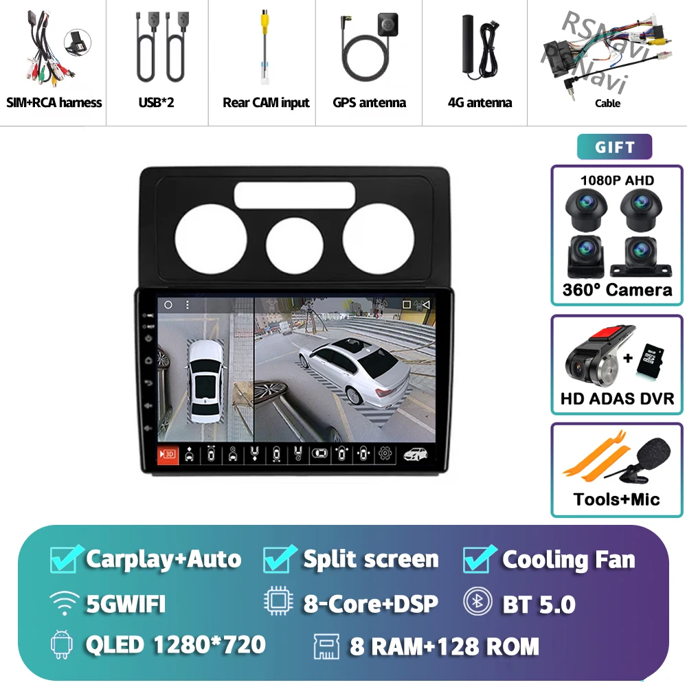 Android 15 Carplay Auto Voor Volkswagen Caddy 2K 3 III 2004-2010 Autoradio Navigatie 2Din DSP Video speler Head Unit BT Stereo