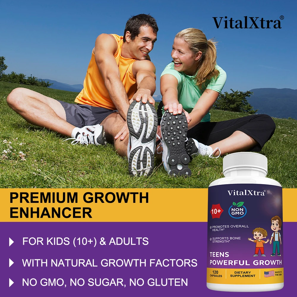 TEENS POWERFUL GROWTH Supplements Capsules, Containing Vitamin D3 + K2, Calcium, To Strengthen Bones and Enhance Immunity