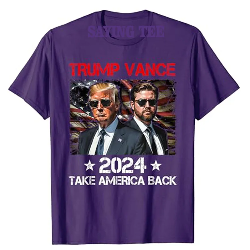 Trump Vance 2024 Donald Trump J.D. Vance Take America Back T-Shirt Men's Fashion Pro Trump Support Campaign Tee Short Sleeve Top