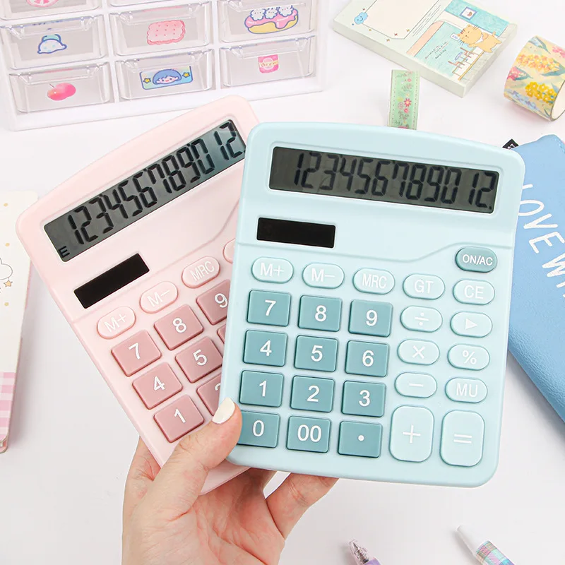 12 Digit Student Specific Calculator Office Transparent Gradient Large Button Calculator Large Screen Electronic Calculator Tool