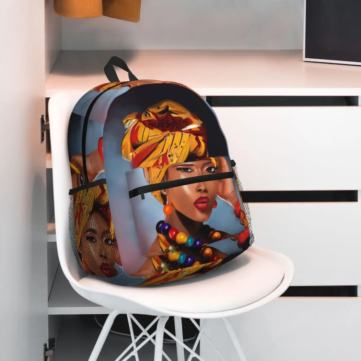 African Queen Print Backpack Student BookBag Kids School Bag Computer Shoulder Bags for Men Women