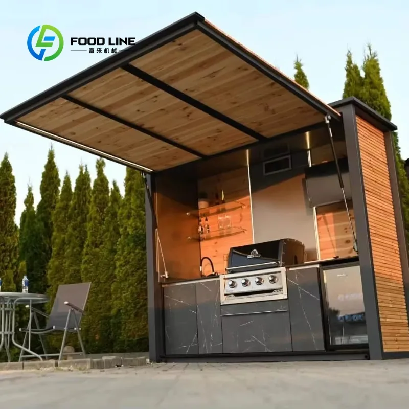 Customized Stainless Steel Integrated Outdoor BBQ Grill Pizza Oven Station Windproof Waterproof Pergola For Garden Party