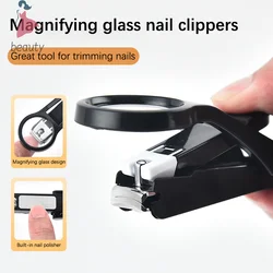 The Elderly Practical Nail Clipper With Magnifying Glass Anti-splash Toenail Fingernail Trimmer Stainless Steel Beauty Tools