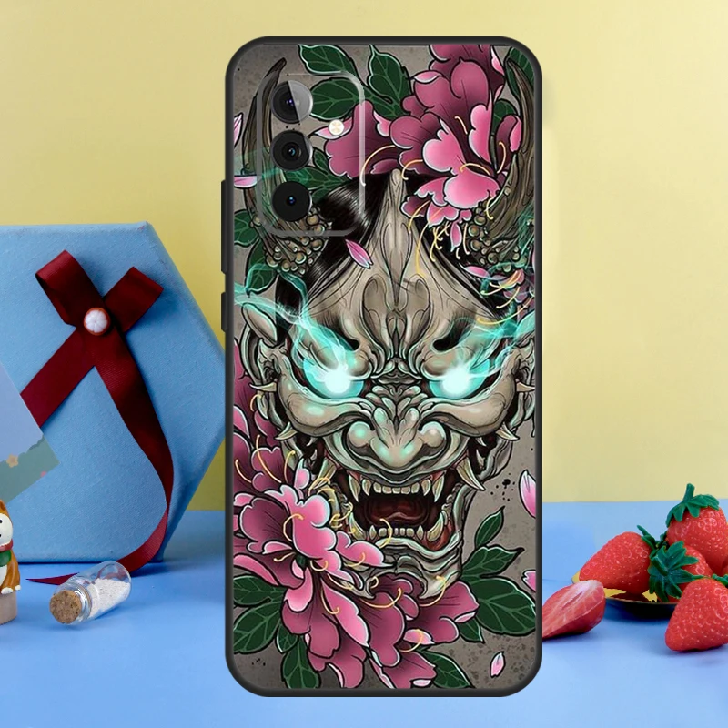 Japanese Oni Hannya Demon Mask Case For Samsung Galaxy A13 A23 A33 A53 A73 A14 A24 A34 A54 A72 A52 A32 A12 A51 A71 A15 A25