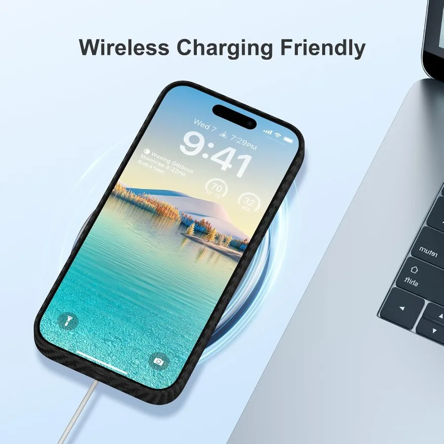 Ultradun hoesje met koolstofvezelpatroon van 0,3 mm voor iPhone 17, zonder behuizing, minimalistisch en lichtgewicht ontwerp, perfect voor Ev