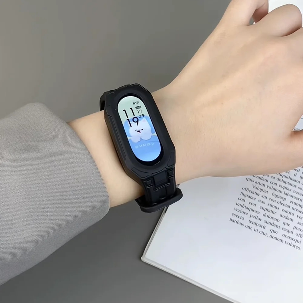 Integriertes Uhren-Silikonarmband für Xiaomi Mi Band 10 9 8 7 6 5 4 3 Sportschutzhülle Brecelet Correa Miband 10 Zubehör