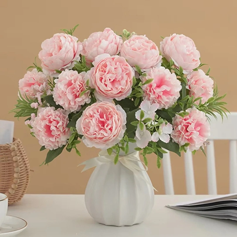 

6Pcs Artificial Flowers Chrysanthemum Peony Festive Home Room DIY Colorful Arrangement Wedding Wreath Bride Bouquet Garden Decor