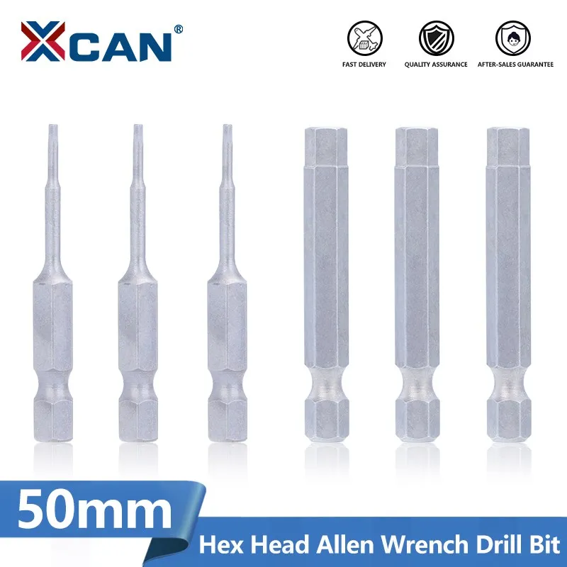 XCAN-Hex Cabeça Allen Wrench Brocas Set, 50mm Metric Allen Chave De Fenda Bits, Ponta Magnética Chave De Fenda Hex, Soquete Bit