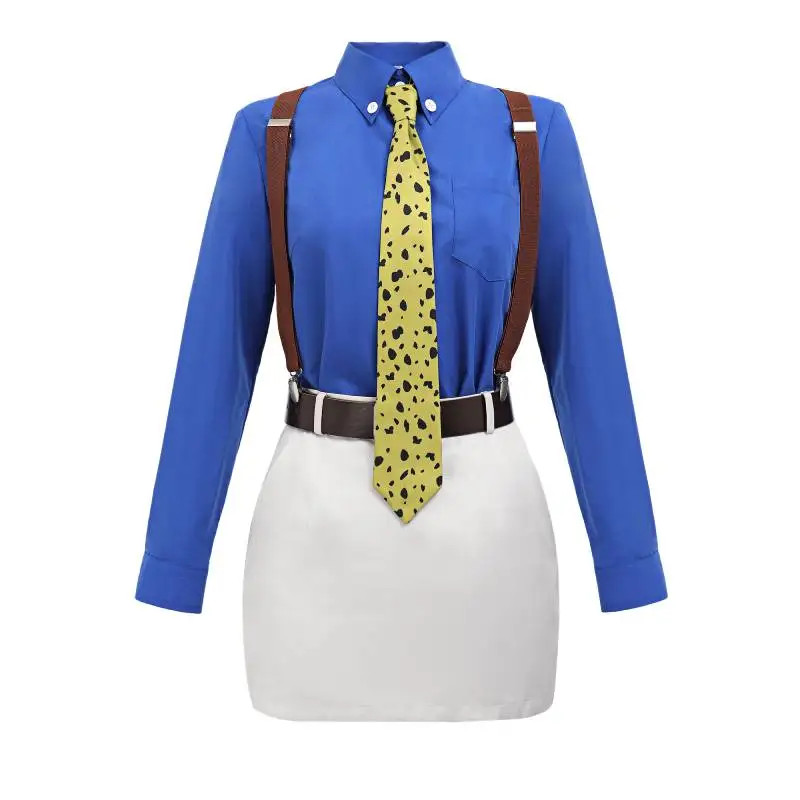 WENAM Nanami Kento Cosplay Costume Women's Shirt Slim Fit Skirt with Tie Suspender Glasses Nanami Kento Women JJK Costume