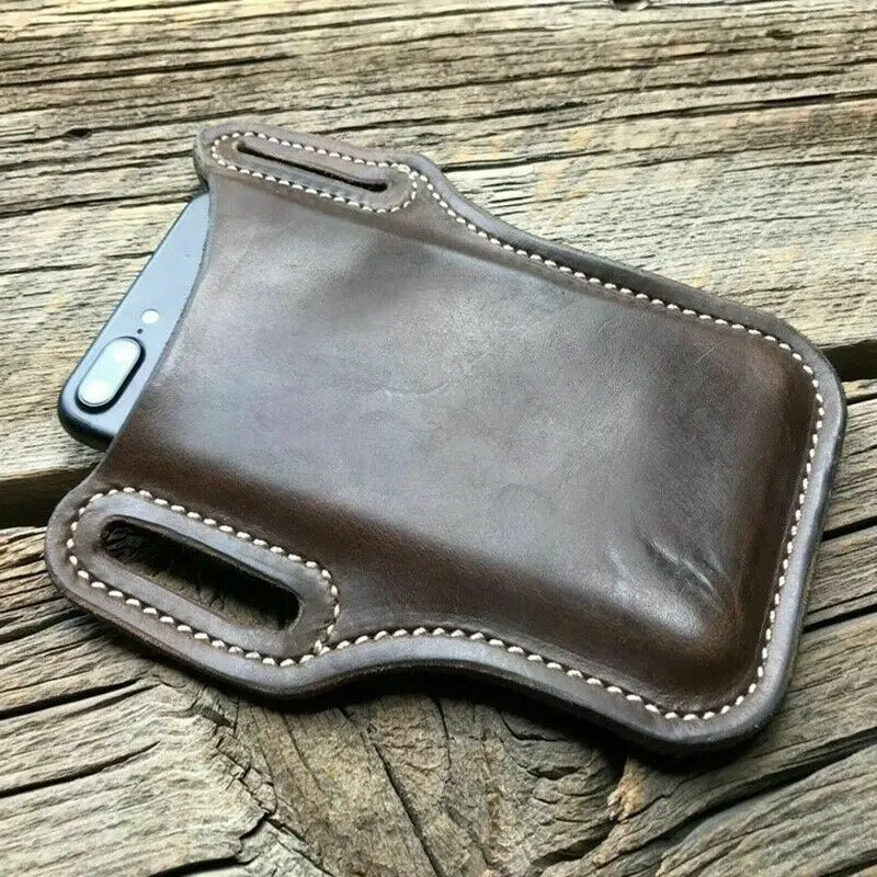 Funda para teléfono móvil para hombre, bolsa de cintura con lazo para teléfono móvil, accesorios de cuero, monedero, billetera para correr, bolsas