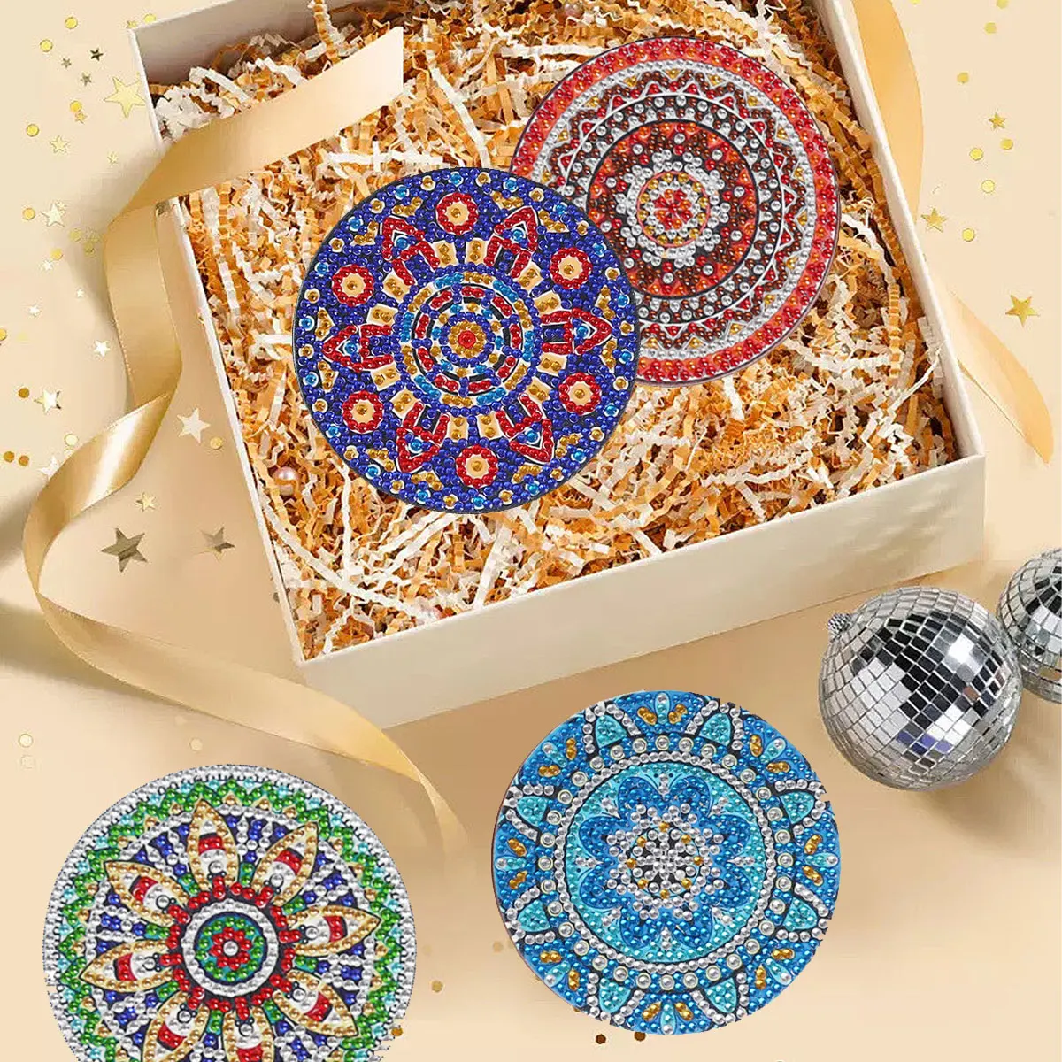 8 قطعة/مجموعات الماس اللوحة كوستر ماندالا الماس التطريز الوقايات Diy بها بنفسك الحرف لوازم للمبتدئين غرفة الطعام ديكور #4