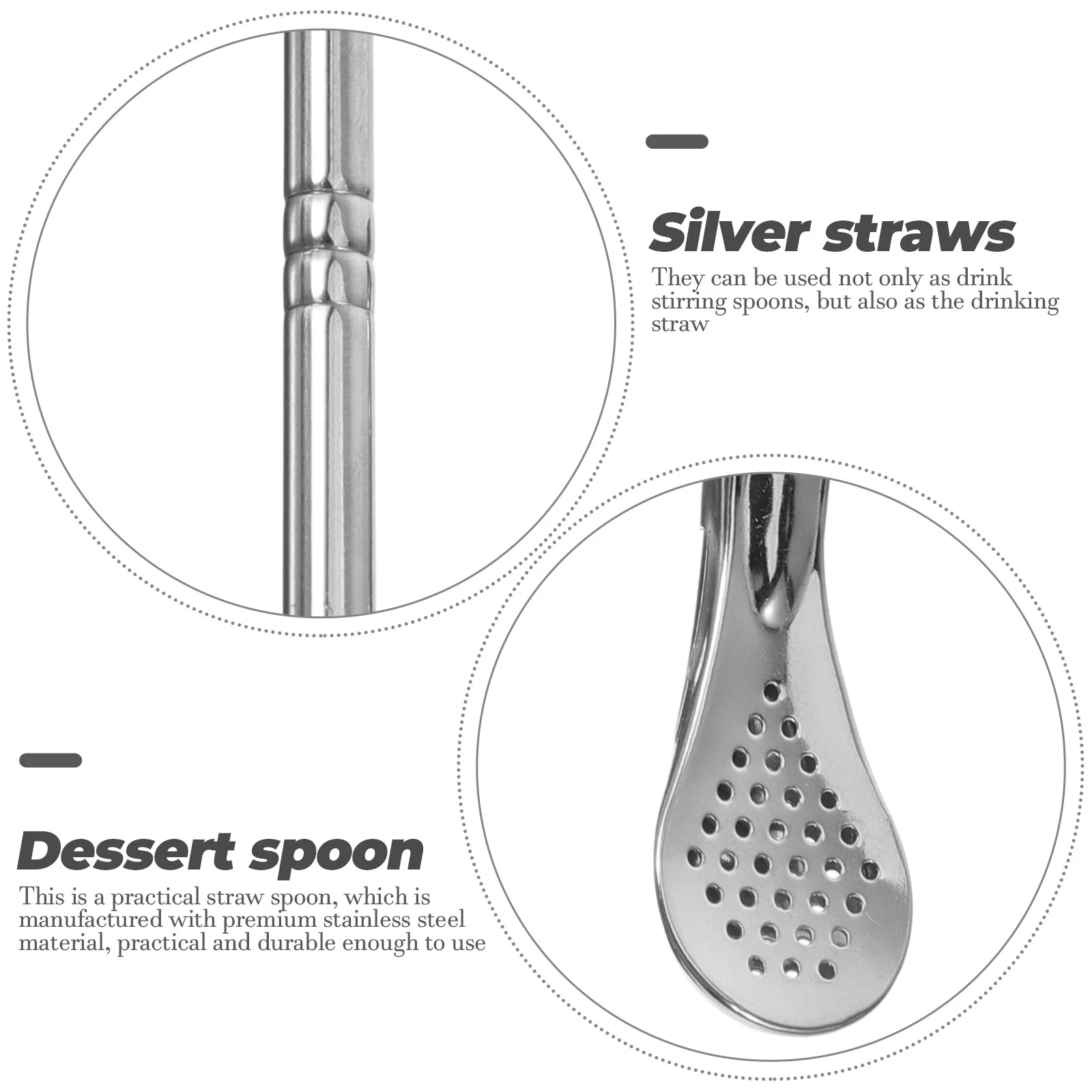 

1Set Stainless Steel Straw Spoon Detachable Stirrer Straw with Cleaning Brush for Coffee Tea Kitchen Supply