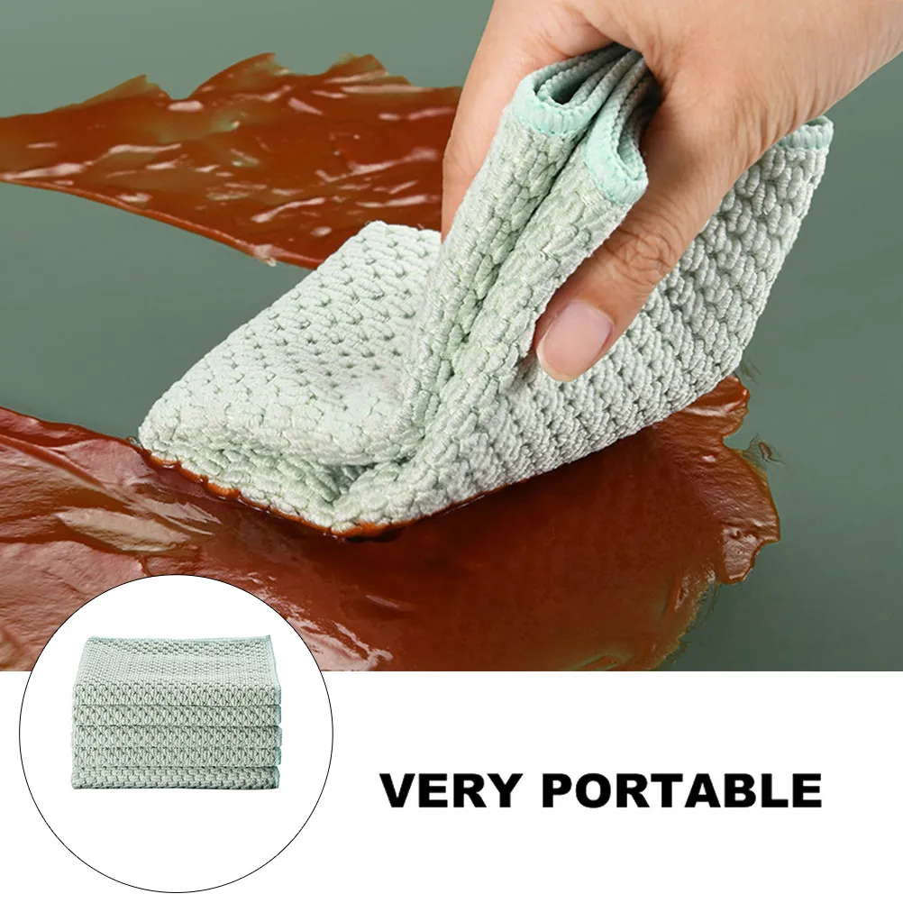 

5Pcs Dish Cloths High Absorbency Reusable Kitchen for Pots Plates Dishes Green Household Scrubbers