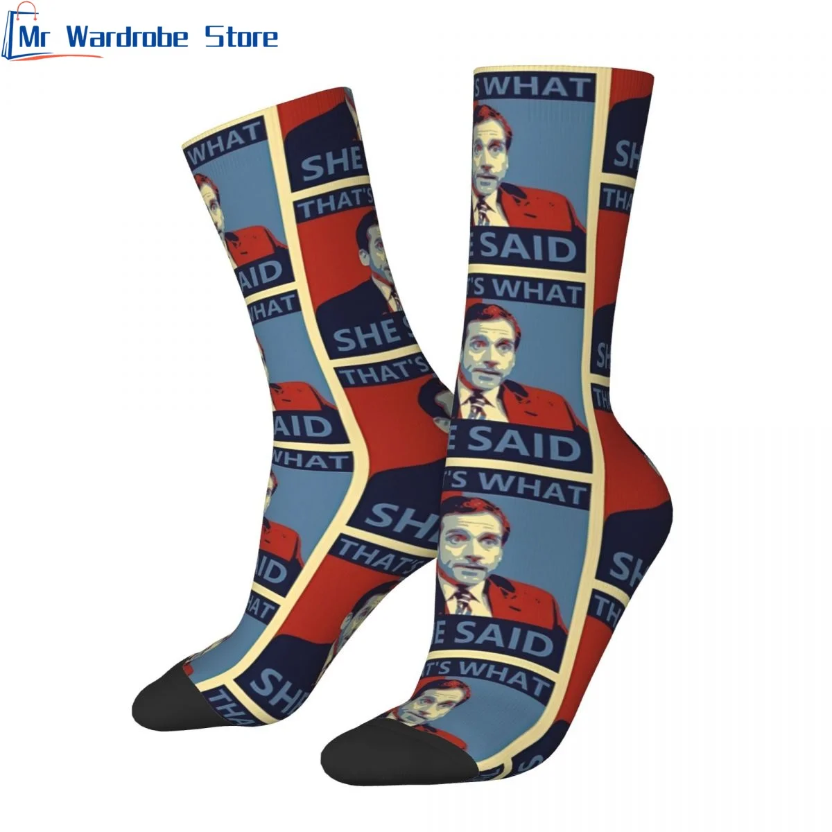 That's What She Said Mens Crew Socks Michael Scott Breathable Cute Funny 3D Printing Dress Socks Spring Summer Autumn Winter