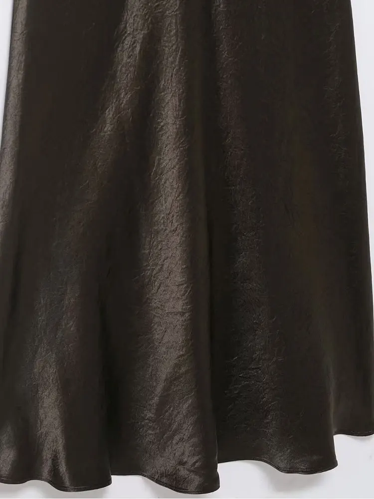 NLZGMSJ Satin Geraffte Lange Kleider für Frauen Langarm V-ausschnitt Kleid Frau Gebunden Party Damen Kleider Casual Weibliche Midi Kleid