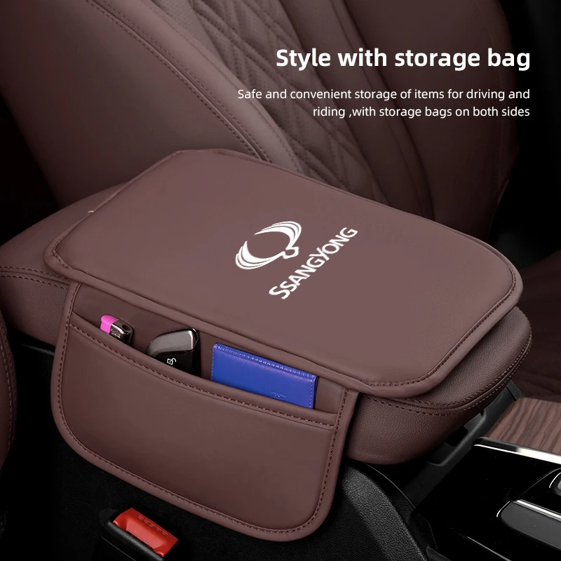 مركز وحدة التحكم الذراع الراحة حامي الجلود مسند ذراع السيارة صندوق وسادة تخزين جيب ل سانج يونج موسو Korando ريكستون توريس كيرون Act