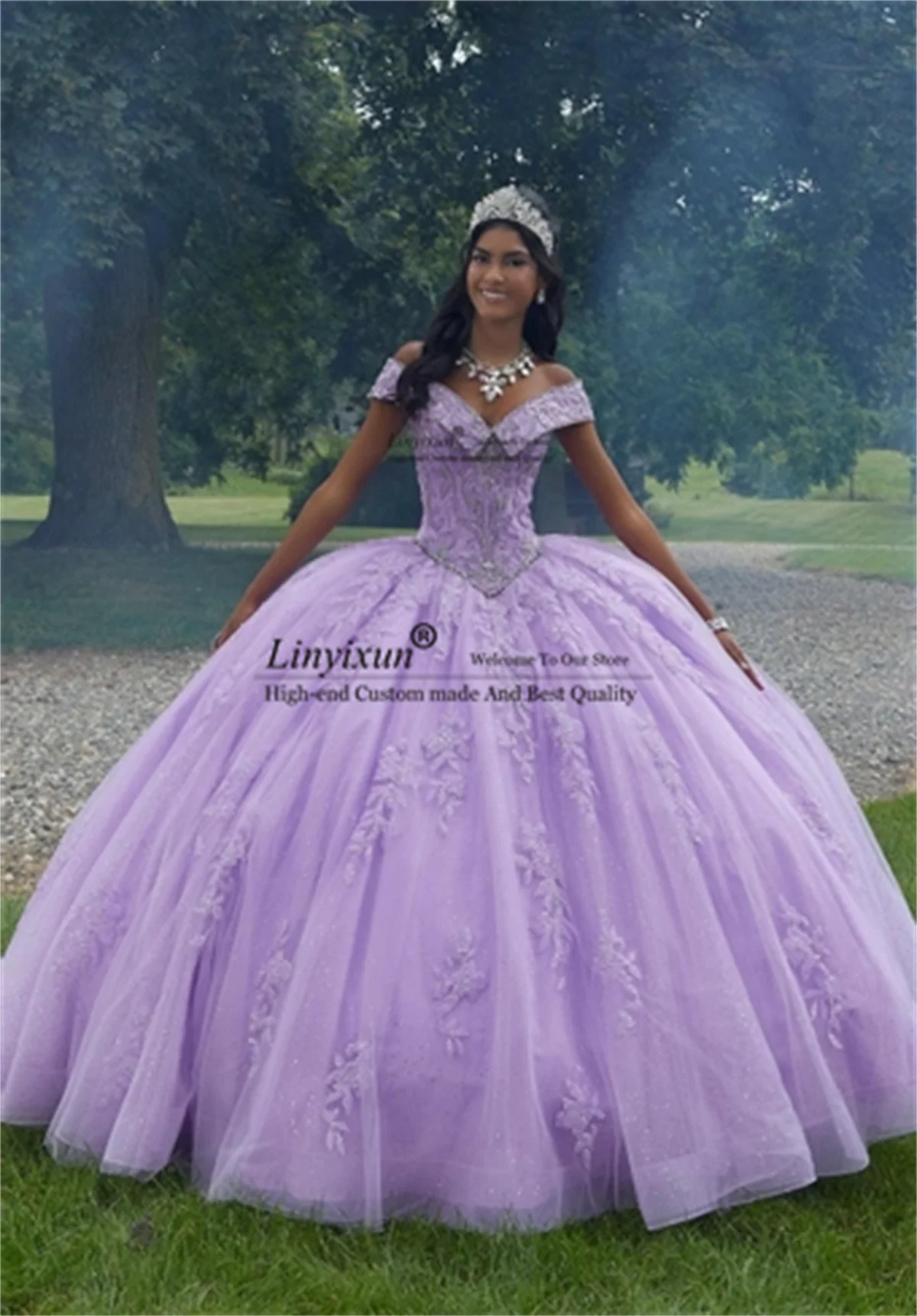 Vestido De quinceañera púrpura mexicana, vestido De baile, apliques De encaje, cuentas, dulce 16, Princesa, hombros descubiertos, 15 Años