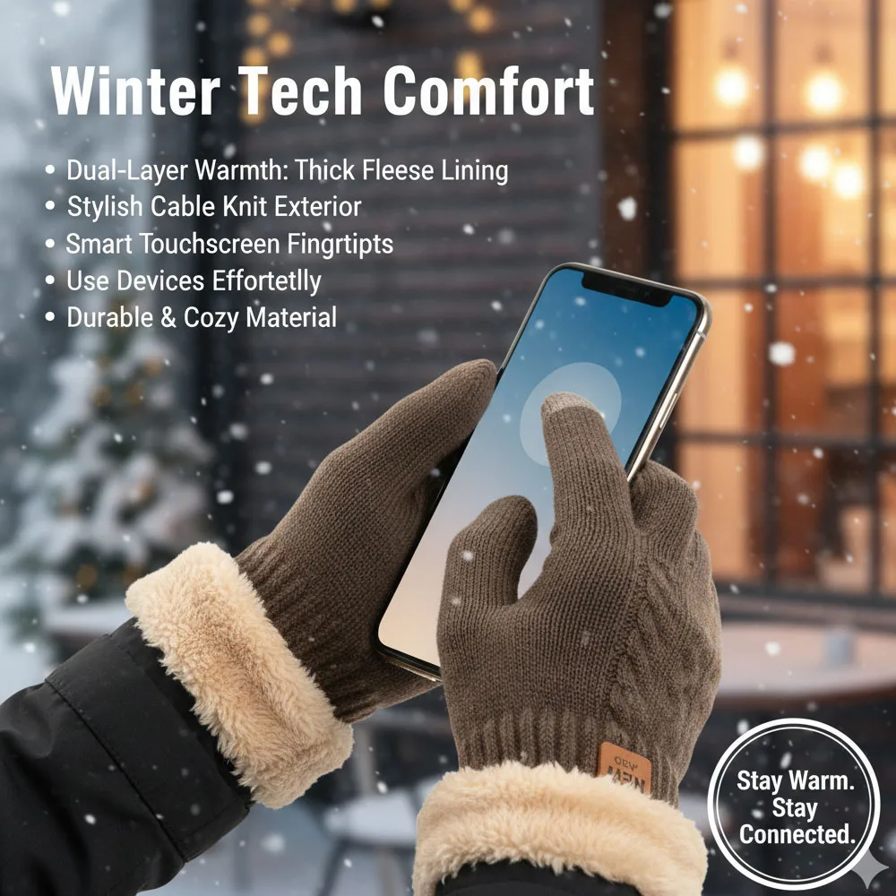 

Перчатки с кожаной этикеткой, полнопальцевые, сенсорные, вязаные, для зимних видов спорта и холодной погоды