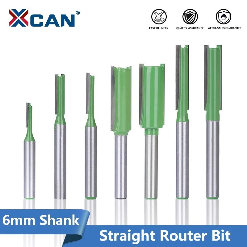 XCAN Flush Trim Router Bit Single Double Flute Straight Bit 6mm Shank Milling Cutter for Wood Woodwork Tool