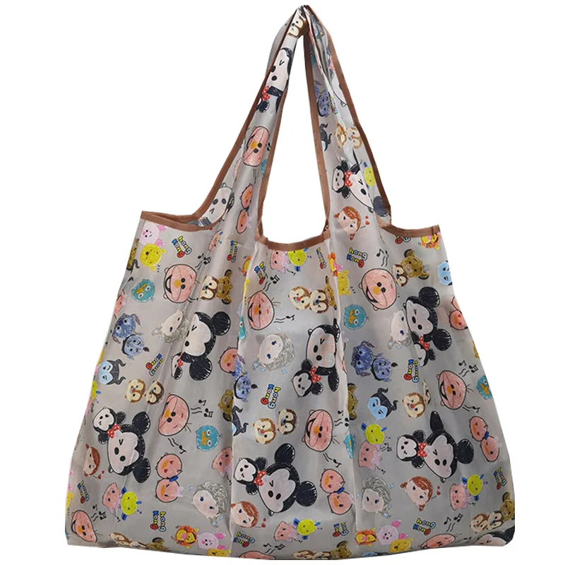 Large Fashion Cartoon Korean Foldable Eco Shopping Bag Waterproof Nylon Grocery Bag Portable Reusable Tote - view 5