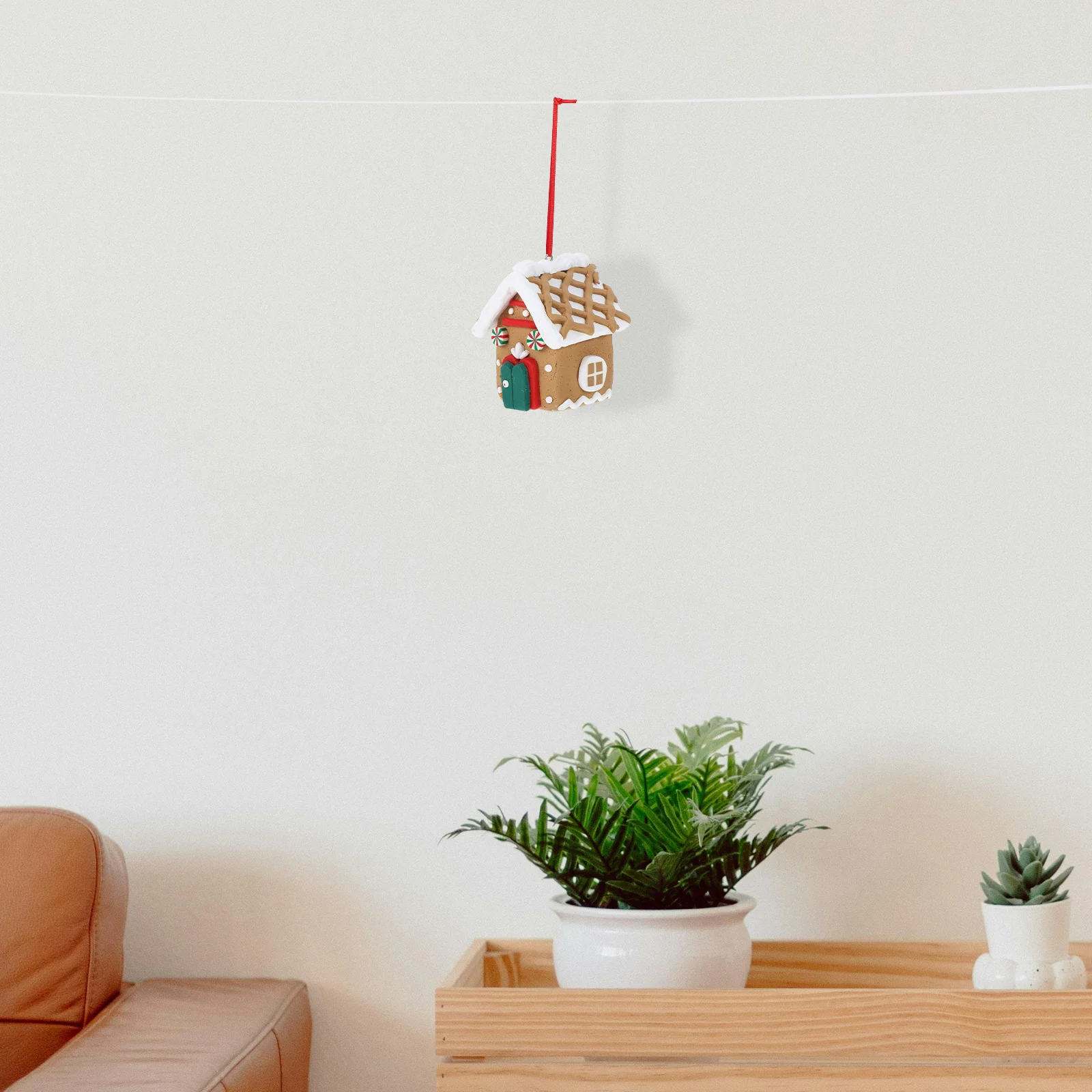 

Christmas Small House Hanging Ornament Polymer Clay Xmas Tree Decoration Cartoon Clay Christmas Hanging House Pendant Holiday