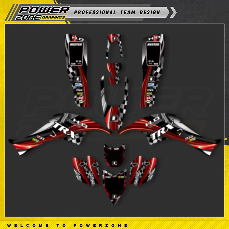 PowerZone Custom Team Graphics Backgrounds Decals Stickers Kit For Honda 1999-2007 TRX400 EX Supermoto 400cc Custom Design 07