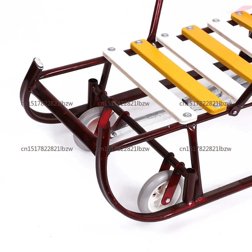 Winter Outdoor Metal and Wooden Baby Snow Stroller Sled for Winter Activities