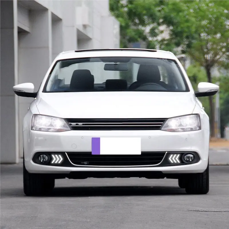 Daytime Running Light LED DRL Cover With Turn Signal Fog Lamp For VW Jetta Sagitar 2012-2014 Car Daylight-A99D