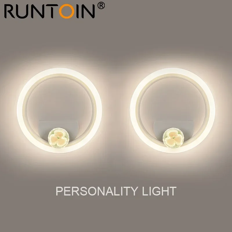 

Led Wall Lights Round White Modern Shell Sconces Wall Lamp Home Lighting Indoor Bedroom Living Room Stairs Hallway Wall Light