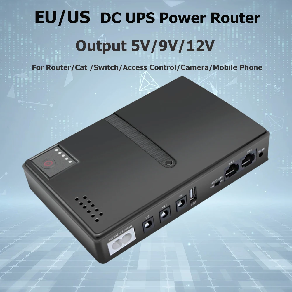 

18W 1018L AC to DC Uninterruptible UPS Power Supply Large Capacity Portable For Router WIFI AC 85-265V To DC 5V/9V12V/15V/24V