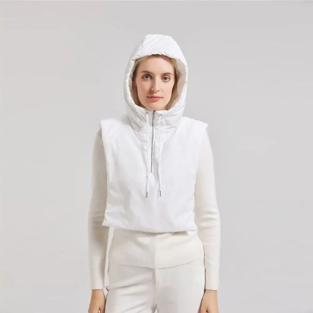 Cotton Thickened Fake Collar Hooded Hat Zipper Design Drawstring Scarf Balaclava Hat Ultralight Lei Feng Hat Casual Wear