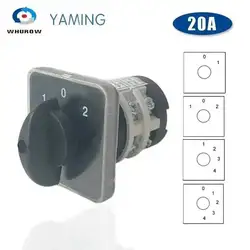 YMZ12-20/2 Manufacturer 3 Position 20amp 2 Poles Electrical Changeover Cam Rotary Switch Main Selector LW31