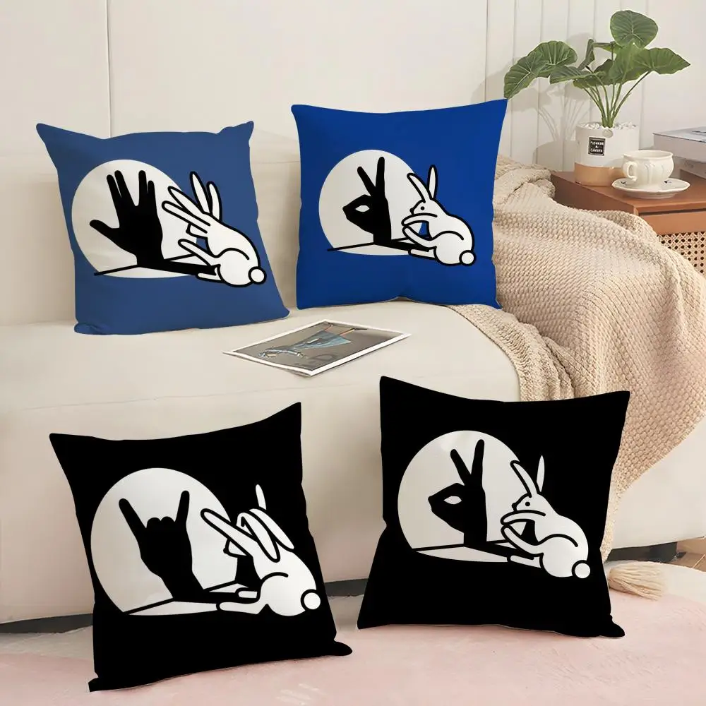 Funny Rabbit hand Cushion Cover Short plush Double-sided Print Square Throw Pillow Covers Sofa Home Cushion Decor
