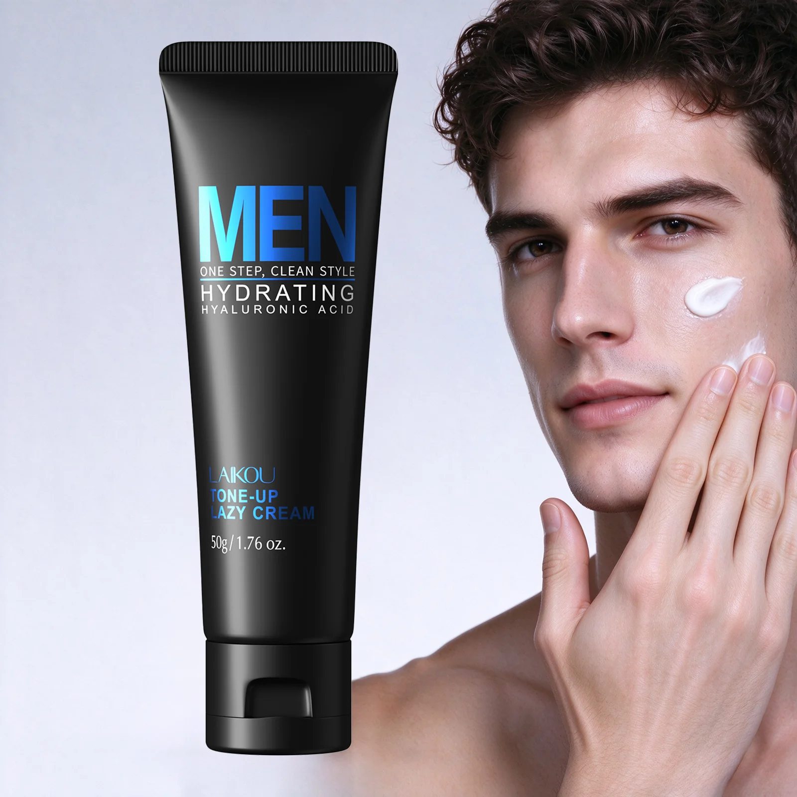 LAIKOU Men Tone Up Lazy Cream BB Cream Hyaluronic Acid Moisturizing Brightening Natural Daily Face Skincare 50g