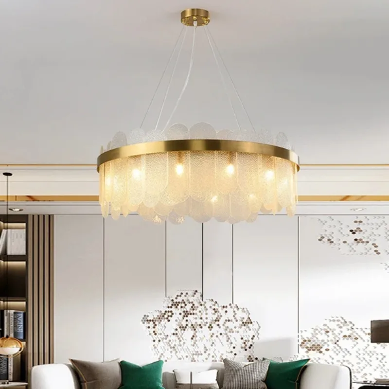 

Nordic Crystal Chandeliers Minimalist Pendant Light Hotel Villa Hall Living Room Kitchen Home Decor Hanging Lighting Fixtures