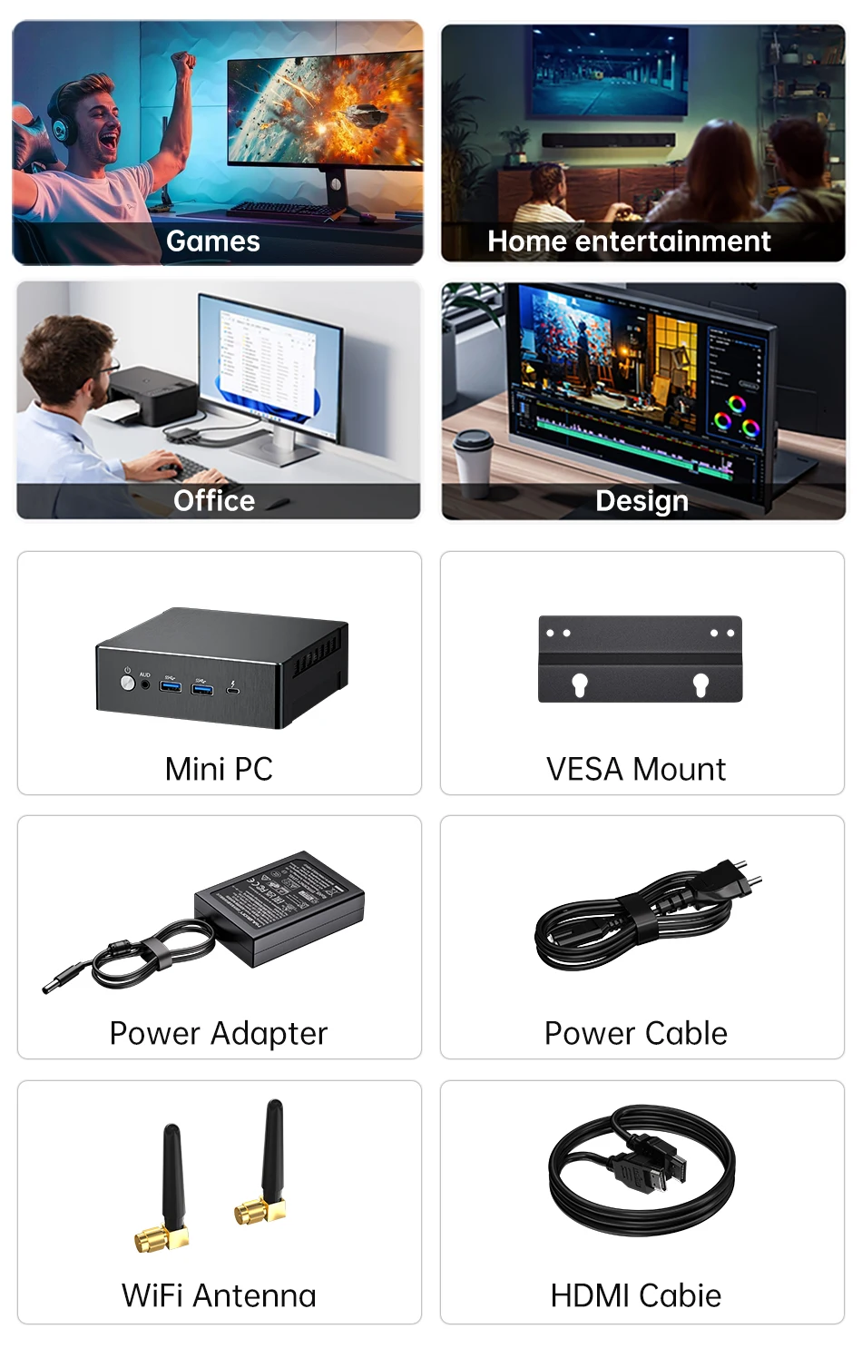 MSECORE MQ50 Mini PC AMD Ryzen 9 7940HS Radeon 780M DDR5 NVMe SSD WiFi6E BT5.3 Dual 2.5G LAN Triple 4K HDMI AI Gaming Office