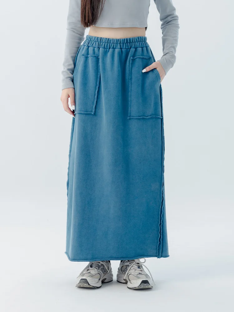 

Новая женская юбка Queenop весна-лето, повседневная, из хлопка, без подгибки, с высокой талией, прямого кроя, свободного силуэта, на резинке