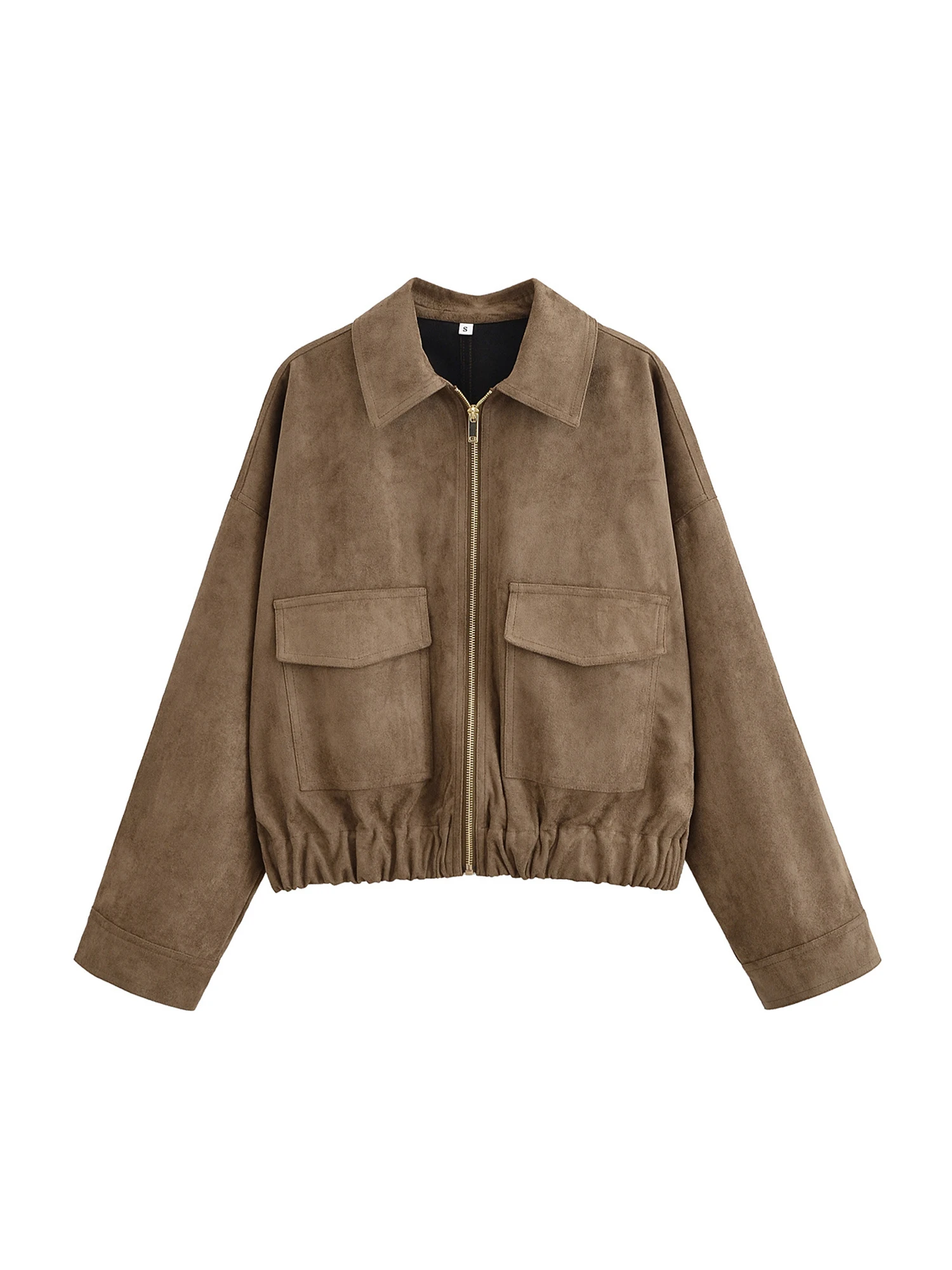 المرأة البني بولي Leather سترة جلدية الشارع الشهير دراجة نارية معطف طويل خمر الياقة المدورة موستانج سترة ملابس خارجية 2000s ملابس الخريف