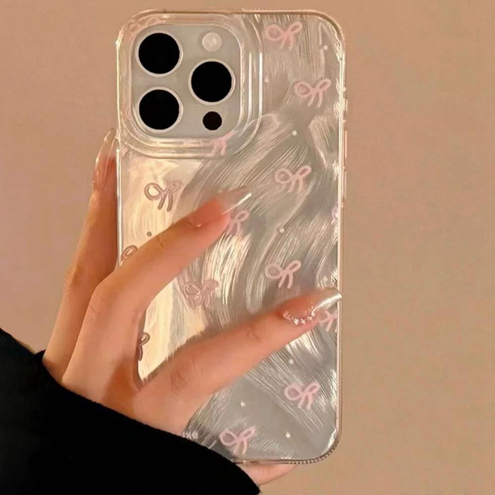 Circular Dots Bowknot Damen Gilrs Handyhülle für iPhone 17 Air 16 16e 15 14 13 12 Pro Max 7 8 Plus X XS XR SE 2022 2020 Cover