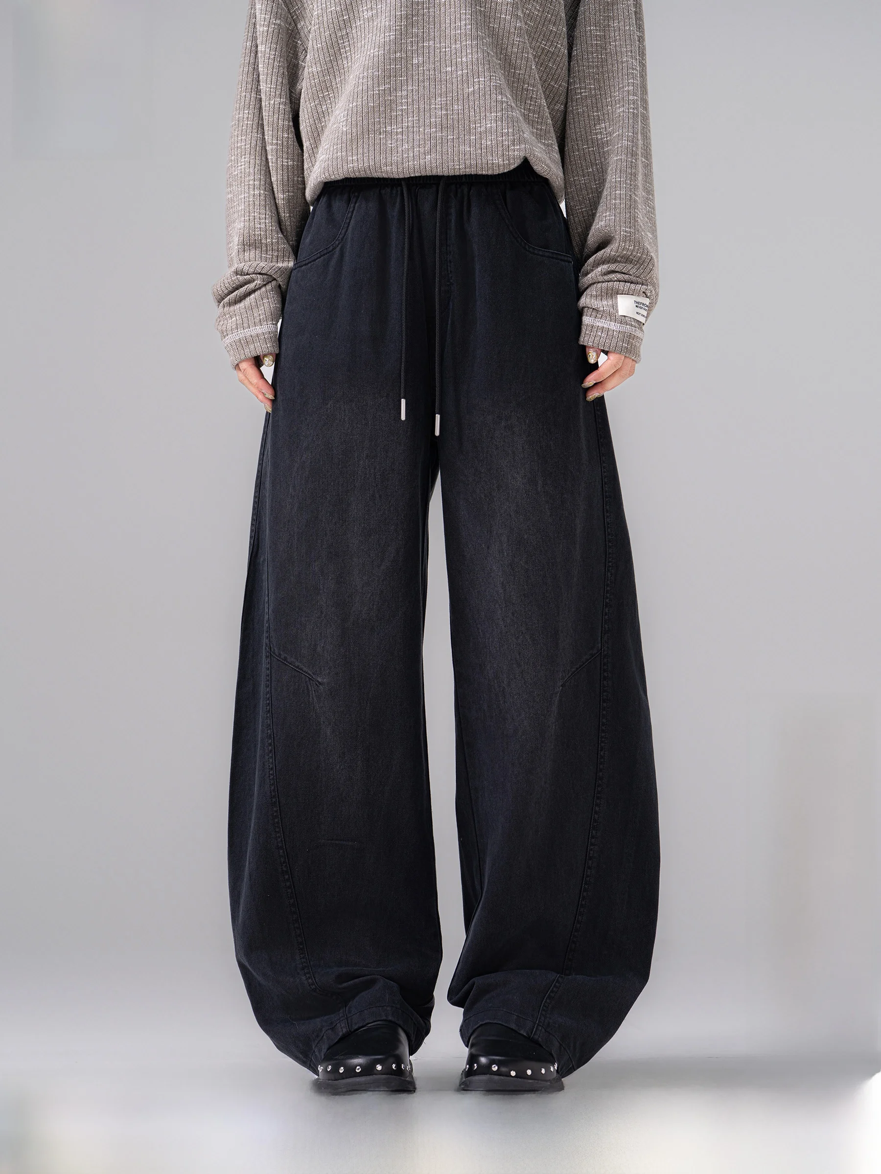 AOGZ American Style Wide Leg Denim Jeans Men Women Spring Summer New Retro Washed Hanging Sense Knife  Straight Long Pants
