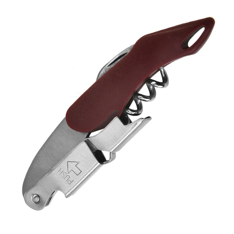 1pc Stainless Steel Corkscrew Wine Key Beer Bottle Opener Foil Cutter Wood Handle Openers Waiter Wine Knife Corkscrews Sommelier