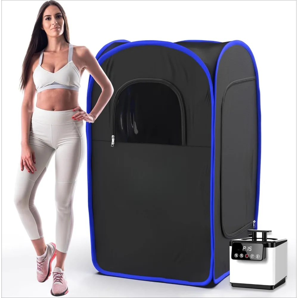 Portable Sauna Steam Tent Full Size Personal Sauna Box Steam Room Touchscreen 1000W 2.6 Litre Generator Chair Floor Mat