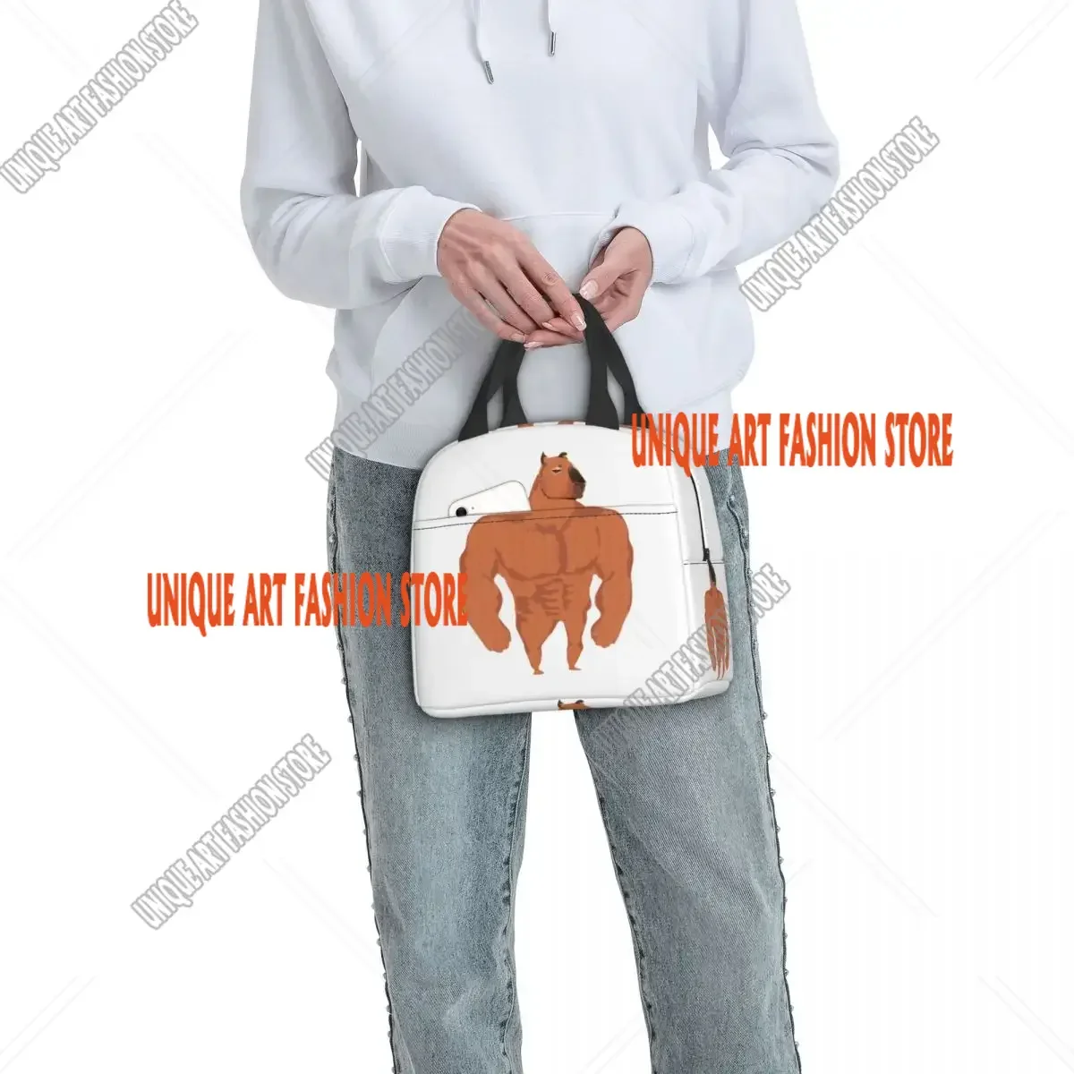 Buff Capybara Borsa per il pranzo termica isolata Contenitore per il pranzo portatile da donna per bambini in età scolare Scatola per alimenti